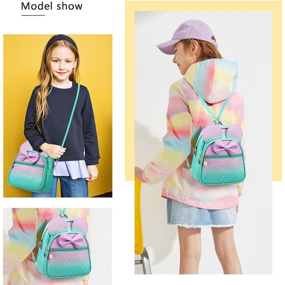 Bowknot Polka Dot Mini Backpack And Convertible Shoulder Bag Purse for Women - Picture 7 of 7